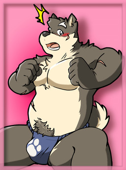 anthro asian_clothing belly bellyhair blush blush_lines chest_tuft clothed clothing east_asian_clothing facial_scar fundoshi fundoshi_only japanese_clothing male pube_peek pubes scar simple_background solo topless topless_male tuft underwear underwear_only miloslegacy lifewonders tokyo_afterschool_summoners moritaka_(tas) animal_humanoid canid canid_humanoid canine canine_humanoid canis dog_humanoid domestic_dog humanoid mammal mammal_humanoid shiba_inu spitz hi_res