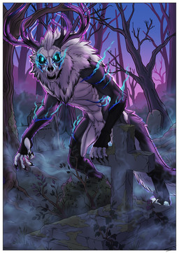 anthro antlers athletic athletic_anthro athletic_male biceps black_body bone border cemetery creepy_face dusk fluffy fluffy_chest fog foggy_background forest forest_background fur grass haunted haunting horn leaf looking_at_viewer male muscular muscular_anthro muscular_male nature nature_background neck_tuft outside plant purple_body rock scary skull skull_head solo standing tail teeth terror tombstone tree tuft white_body white_border white_fur wide_chest draek_noir wohali_astranyaghale_(hynvale) canid canine canis ghost mammal spirit undead wolf digital_media_(artwork) hi_res