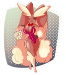 anthro basket big_breasts bow_(feature) bow_in_front bow_tie breasts bunny_costume cleavage clothed clothing container costume egg female hand_on_hip leotard looking_at_viewer one_eye_closed solo thick_thighs wink solratic nintendo pokemon bonita_(solratic) generation_4_pokemon lopunny pokemon_(species) hi_res