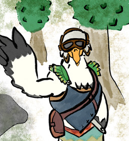 beak clothing eyewear forest forest_background front_view goggles male nature nature_background plant solo tree white_body teyl'nir_(artist) nintendo tears_of_the_kingdom the_legend_of_zelda penn_(tloz) avian bird pelecaniform pelican rito absurd_res hi_res