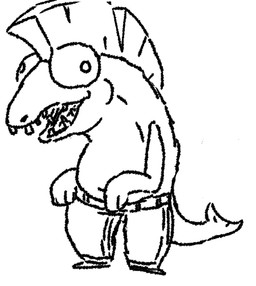 big_eyes male slightly_chubby smile solo jakpak nintendo splatoon aquatic fish humanoid salmonid_(splatoon) monochrome tagme