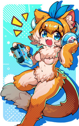 anthro blue_eyes breasts controller cute_fangs daww electronics emanata fangs featureless_breasts female female_anthro fluffy fur game_controller hair headphones heart_eyes heart_symbol kemono looking_at_viewer nude open_mouth orange_body orange_fur orange_hair solo tail teeth tongue white_body white_fur white_hair i3un2 vtuber suzunone_lope domestic_cat felid feline felis mammal 2025 digital_media_(artwork) hi_res