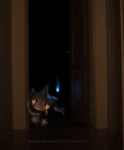 ambiguous_gender black_body daww doorway inside looking_at_viewer not_furry red_sclera smile solo text zipper zipper_mouth silverfox5213 nintendo pokemon banette generation_3_pokemon ghost pokemon_(species) spirit 2019 digital_media_(artwork) digital_painting_(artwork) painting_(artwork) url
