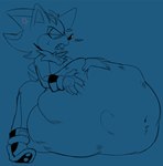 abdominal_bulge after_vore anthro belly big_belly bodily_fluids cross-popping_vein fully_inside hand_on_belly male open_mouth oral_vore same_size_vore solo sweat vore g00eygutz sega sonic_the_hedgehog_(series) shadow_the_hedgehog eulipotyphlan hedgehog mammal