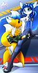 anthro areola blue_eyes blue_hair breasts butt clothing dipstick_tail duo eyelashes female female/female fingers genitals hair licking markings navel nipples pussy tail tail_markings tongue tongue_out cjweasle bandai_namco digimon nintendo star_fox krystal_(star_fox) canid canine digimon_(species) fox mammal renamon 2023 absurd_res crossover digital_media_(artwork) hi_res