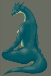 anthro biped blush breasts female grey_background looking_at_viewer non-mammal_breasts nude side_boob simple_background sitting solo tail yellow_eyes drawg_t mythology dragon mythological_creature mythological_scalie scalie 2:3