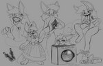 clothing dress food fruit humor long_tongue melon open_chest plant plushie safe_vore tongue vore washer watermelon zipper flophelia absurd_res hi_res monochrome sketch_page