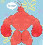 antennae_(anatomy) anthro anthro_on_anthro back_muscles barazoku biceps big_butt big_muscles blue_background bubble_butt butt claws clothed clothing cloud day deltoids dialogue duo extreme_size_difference hamstrings heart_symbol huge_butt huge_muscles imminent_sex looking_back male male/male manly motion_lines muscular muscular_anthro muscular_male narrowed_eyes open_mouth outside rear_view shell simple_background size_difference sky solo_focus speedo standing swimwear teeth text thick_arms thick_thighs topless topless_anthro topless_male triceps vein veiny_muscles tylerstark nickelodeon spongebob_squarepants larry_the_lobster sheldon_j._plankton arthropod crustacean decapoda lobster malacostracan marine plankton_(species) 2024 absurd_res english_text hi_res