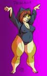 anthro baikobits big_breasts breasts canid canine canis clothing domestic_dog female hair herding_dog hi_res hoodie hoodie_bodysuit mammal pastoral_dog priscilla_(disambiguation) purple_eyes slightly_chubby solo topwear welsh_corgi