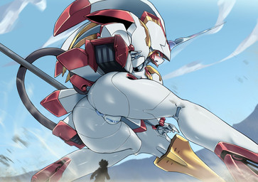 anus blush bodily_fluids butt clothing ejaculation female footwear genital_fluids genitals high_heels low-angle_view machine macro mecha not_furry orgasm shoes spread_legs spreading vaginal_fluids vaginal_squirting vulva pochincoff darling_in_the_franxx studio_trigger strelizia android human humanoid mammal robot censored digital_media_(artwork)