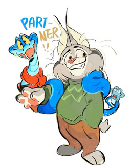 anthro bottomwear clothing grin hand_in_pocket looking_away male nervous nervous_smile open_mouth open_smile pants pockets simple_background smile solo standing sweater topwear white_background ache13337003 disney zootopia gary_de'snake pawbert_lynxley felid feline lynx mammal reptile scalie snake hi_res