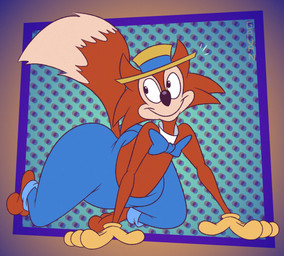 3_toes 4_fingers abstract_background all_fours anthro arched_back arched_foot ass_up barefoot bent_legs big_butt big_tail biped black_eyes black_nose blue_bottomwear blue_bow_tie blue_clothing blue_jeans blue_pants bottomwear bow_tie butt cheek_tuft clothed clothing crouching denim denim_bottomwear denim_clothing derby dipstick_tail dotted_background facial_tuft feet fingers fluffy fluffy_tail front_view fur glance gloves handwear happy hat headgear headwear humanoid_feet humanoid_hands humanoid_heel jeans lines_drawn male markings multicolored_body multicolored_fur orange_body orange_fur pants pattern_background paws pear-shaped_figure plantigrade pose raised_tail shirt_collar simple_background smile solo tail tail_markings tan_body tan_fur tan_tail_tip toes toony topless topless_anthro topless_male tuft two_tone_body two_tone_fur white_sclera white_shirt_collar wide_eyed wide_hips yellow_clothing yellow_gloves yellow_handwear yellow_hat yellow_headwear gavanzude columbia_pictures the_fox_and_the_crow fauntleroy_fox canid canine fox mammal red_fox true_fox 2026 alternate_version_at_paywall colored digital_drawing_(artwork) digital_media_(artwork) flat_colors hi_res pinup signature