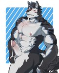 abs anthro black_body black_fur clothing fur genitals male muscular muscular_male penis solo tail underwear white_body anonymous_artist thunderrangers archermagnum hi_res