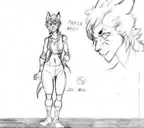 abs anthro bangs belly biped boots bottomwear breasts cleavage clothed clothing elbow_pads eyebrows female floor footwear gloves hair hand_on_hip handwear happy knee_pads navel number pants pupils serious shoes short short_hair simple_background slit_pupils smile solo standing topwear vest wide_hips year harpseal microsoft the_elder_scrolls maria_argii felid khajiit mammal 2016 absurd_res hi_res monochrome signature