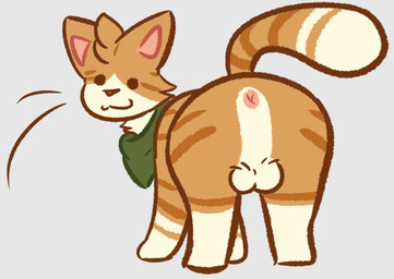 :3 anus balls countershading dot_eyes feral fur genitals green_kerchief green_neckerchief head_tuft kerchief male male_feral markings monotone_balls monotone_genitals multicolored_body multicolored_fur neckerchief neckwear orange_body orange_fur pink_anus pink_inner_ear rear_view simple_background simple_eyes solo standing striped_body striped_fur striped_markings striped_tail stripes tail tail_markings tuft two_tone_body two_tone_fur white_background white_body white_fur paddedpurr domestic_cat felid feline felis mammal 2025 colored digital_drawing_(artwork) digital_media_(artwork)