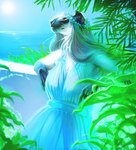 anthro breasts clothed clothing day detailed_background eyelashes female fur outside sky solo sun white_body white_fur mssafiru safiru safi_(safiru) balinese_cat domestic_cat felid feline felis mammal oriental_longhair 2022 digital_media_(artwork) hi_res