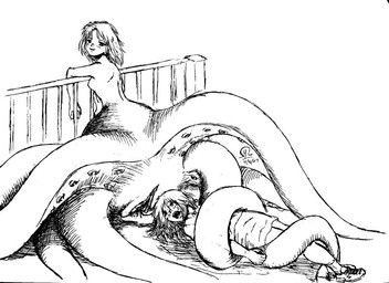 bodily_fluids breasts clothed clothing crying duo female female_pred female_prey forced fully_clothed gaping gaping_vagina genitals hair head_first human_prey humanoid_pred imminent_unbirth imminent_vore inside living_insertion looking_back nude octopussy restrained short_hair simple_background smile split_form suction_cup tears tentacle_coil tentacles three-quarter_view vaginal vulva white_background somiad animal_humanoid aquatic aquatic_humanoid cecaelia cephalopod cephalopod_humanoid coleoid human humanoid mammal merfolk mollusk mollusk_humanoid octopodiform 2007 black_and_white monochrome signature