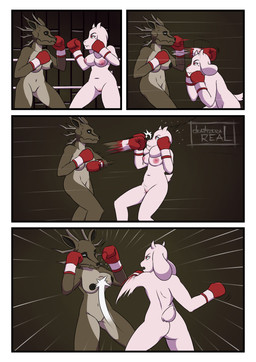 anthro barely_visible_genitalia barely_visible_vulva black_sclera boxing boxing_gloves boxing_gloves_only breast_punch breasts casual_nudity clothing dark_nipples duo female fight fighting_ring fur genitals handwear handwear_only mature_female mostly_nude mostly_nude_anthro mostly_nude_female multicolored_body nipples nude punch red_eyes sport two_tone_body vulva white_body deathzera spooky's_jump_scare_mansion undertale undertale_(series) specimen_8 toriel boss_monster_(undertale) mammal 2019 comic digital_media_(artwork) hi_res