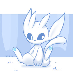 ambiguous_gender blue_pawpads feral pawpads paws simple_background solo tail white_body xiaoyee_moon microsoft ori_(series) xbox_game_studios ori_(ori) guardian_spirit 1:1 blue_and_white hi_res monochrome