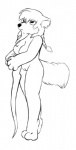 aged anthro beard big_breasts breasts cane claws ear_tuft facial_hair female fluffy fluffy_tail genitals hair middle_aged nude ponytail pussy simple_background solo tail tasteful_nude tuft jellymouse canid canine canis domestic_cat felid feline felis hybrid mammal wolf monochrome