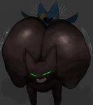 anthro big_butt black_body black_eyes blue_body butt duo green_sclera huge_butt huge_thighs hyper hyper_butt looking_at_viewer male narrowed_eyes nude sharp_teeth smile teeth thick_thighs yellow_sclera anothercat cartoon_network mao_mao:_heroes_of_pure_heart adorabat sheriff_mao_mao_mao bat domestic_cat felid feline felis mammal hi_res