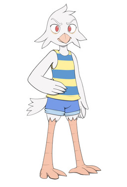 albino anthro bottomwear clothing female shorts solo kitsune2000 avian bird corvid corvus_(genus) crow oscine passerine absurd_res hi_res