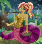 alternate_species apode big_breasts breasts cleavage clothed clothing female hair legless ponytail serpentine solo split_form tongue tongue_out emeraldblast63 equestria_girls hasbro my_little_pony sunset_shimmer_(eg) draconcopode humanoid lamia reptile scalie snake hi_res