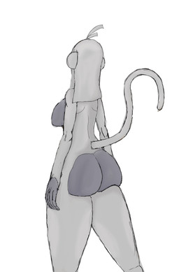 anthro butt female grey_body hair long_hair nude rear_view solo tail zoomp zermple haplorhine mammal monkey primate absurd_res digital_media_(artwork) hi_res