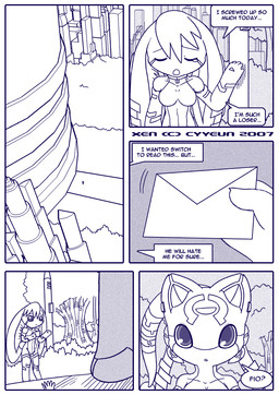 :o anthro border breasts building city cityscape detailed_background dialogue duo envelope eyes_closed facial_markings female female_anthro forehead_markings hair head_markings holding_envelope holding_object huge_ears kemono looking_at_another machine markings open_mouth open_smile outside plant shrub smile solo speech_bubble standing talking_to_another text tree white_border cyyeun xen_(series) fio_(xen) izzy_(xen) lagomorph leporid mammal rabbit robot robot_anthro 2007 blue_and_white blue_monochrome comic dated english_text monochrome
