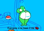 anthro bathtub big_butt bounce bouncing_butt butt countershading green_body jiggling male shell shitpost shower solo text twerking superiorfox everyone_is_so_mean_to_me mario_bros nintendo green_yoshi yoshi animated comic_sans english_text meme redraw short_playtime