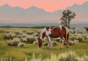 ambiguous_feral ambiguous_gender brown_body brown_fur brown_hair detailed_background duo eating_grass feral fur grass grazing hair hooves mountain mountain_range multicolored_body multicolored_fur multicolored_hair plant quadruped shrub tree two_tone_body two_tone_fur two_tone_hair unguligrade white_body white_fur white_hair alexpahomov equid equine horse mammal 2023