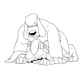 4_fingers all_fours anal anal_penetration anthro anthro_on_anthro anthro_penetrated anthro_penetrating anthro_penetrating_anthro blush blush_lines bodily_fluids cum cum_in_ass cum_inside cum_splatter doggystyle dot_eyes duo feet fingers floppy_ears from_behind_position fur genital_fluids hair hair_over_eyes hands_on_ground interspecies larger_anthro larger_male long_ears male male/male male_anthro male_penetrated male_penetrating male_penetrating_male monotone_background narrowed_eyes nipples nude nude_anthro nude_male open_mouth overweight overweight_anthro overweight_male penetration penile penile_penetration penis_in_ass saliva sex short_tail simple_background simple_eyes size_difference smaller_anthro smaller_male smaller_penetrated tail teeth toes tongue tongue_out white_background donkeypunch sam_and_max max_(sam_and_max) samuel_dog canid canine canis domestic_dog lagomorph leporid mammal rabbit black_and_white digital_drawing_(artwork) digital_media_(artwork) line_art monochrome