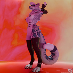abstract_background anthro belly_nipples blue_body blue_eyes blue_fur blue_spots breasts clothing ear_piercing eyes_closed fangs female fingerless_gloves fur furgonomics genitals gloves handwear latex latex_clothing latex_gloves latex_handwear latex_legwear latex_thigh_highs legwear medium_breasts multi_nipple navel navel_piercing nipple_piercing nipples nude nude_anthro nude_female piercing pose purple_body purple_flesh purple_fur purple_spots smile solo spots standing stretching teeth thigh_highs tongue tongue_out vulva white_body white_fur somesnowleopard felid mammal pantherine snow_leopard 1:1 3d_(artwork) absurd_res blender_(artwork) blender_eevee_(artwork) digital_media_(artwork) hi_res pinup