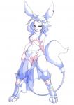 anthro areola breasts clothing female genitals hair nipples one_breast_out presenting pussy simple_background solo translucent translucent_clothing white_background white_hair seamen wildstar chimer_vesta aurin mammal digital_media_(artwork) shaded