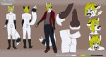 animal_genitalia anthro balls cigarette erection eyewear genitals green_eyes knot leg_markings male markings penis sheath simple_background smoke smoking socks_(marking) solo sunglasses tail text tokifuji kento_foxeh arctic_fox canid canine fox mammal true_fox model_sheet