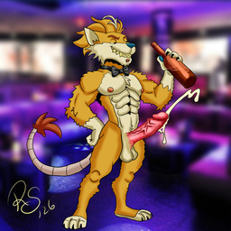 alcohol_bottle anthro beverage_bottle bodily_fluids bottle container cum ejaculation erection fur genital_fluids genitals male muscular nude orange_body orange_fur penis scrunchie solo tail rsproduccion adult_swim cartoon_network rick_and_morty felid mammal 1:1 absurd_res digital_media_(artwork) hi_res