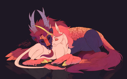 beard chibi cuddling duo facial_hair fangs female feral fur hooves horn lying male pink_body purple_body romantic romantic_couple scales simple_background size_difference smile tail teeth toony unicorn_horn wanderertamplior asian_mythology chinese_mythology east_asian_mythology mythology dragon equid equine kirin mammal mythological_creature mythological_equine mythological_scalie scalie unicorn 16:10 2022 absurd_res digital_media_(artwork) hi_res widescreen