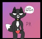 anthro clothing fur hair humor looking_at_viewer male neckwear nude panties solo text tight_clothing underwear phant0mhat domestic_cat felid feline felis mammal alpha_channel colored_sketch hi_res sketch