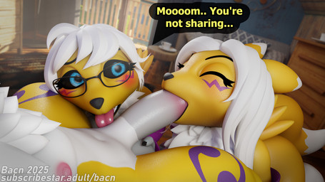anthro ball_fondling balls blush bodily_fluids claws detailed_background dialogue erection eyewear fellatio female female_penetrated fingers fondling genitals glasses group group_sex hair happy happy_sex humanoid_genitalia licking male male/female male_penetrating nude open_mouth oral oral_penetration penetration penile penile_penetration penis penis_lick sad sex smile speech_bubble tail text threesome tongue trio white_body white_hair yellow_body bacn bacn_(modeler) bandai_namco digimon renamon_(bacn) renny_(bacn) canid canine digimon_(species) fox mammal renamon 2025 3d_(artwork) absurd_res blender_(artwork) blender_cycles_(artwork) digital_media_(artwork) english_description english_text hi_res brother_(lore) brother_and_sister_(lore) daughter_(lore) incest_(lore) mother_(lore) mother_and_child_(lore) mother_and_daughter_(lore) mother_and_son_(lore) parent_(lore) parent_and_child_(lore) parent_and_daughter_(lore) parent_and_son_(lore) sibling_(lore) sister_(lore) son_(lore)