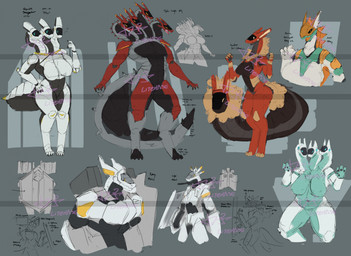 2_heads 3_heads 4_heads anthro armor arthropod_abdomen breasts female fluffy living_tail male multi_head shield simple_background solo tail tail_head unusual_anatomy unusual_tail weapon litehase european_mythology greek_mythology mythology hydra synth_(vader-san) hi_res sketch