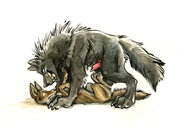 ambiguous_feral ambiguous_form ambiguous_gender angry animal_genitalia animal_penis canine_genitalia canine_penis claws duo erection feet feral fur genitals imminent_rape imminent_sex knot male male/ambiguous paws penis pinned pinned_to_ground scared sharp_teeth simple_background size_difference smile smirk teeth toe_claws toes upside_down white_background kenket mythology canid canine canis coyote mammal mythological_canine mythological_creature werecanid werecanine werecreature werewolf wolf 2015 painting_(artwork) traditional_media_(artwork) traditional_painting_(artwork)