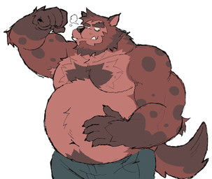 anthro biped bottomwear brown_body brown_fur brown_tail claws clothing eyebrows fangs fur hand_on_belly male male_anthro monotone_background multicolored_body multicolored_fur musclegut muscular muscular_anthro muscular_male navel sharp_teeth simple_background solo standing tail teeth two_tone_tail white_background soildweller brent_(werewolfyaoi) gnoll hyena mammal spotted_hyena digital_drawing_(artwork) digital_media_(artwork) portrait three-quarter_portrait