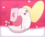 blush female holidays mascot one_eye_closed solo wink neitsuke lindt valentine's_day avian bird hi_res