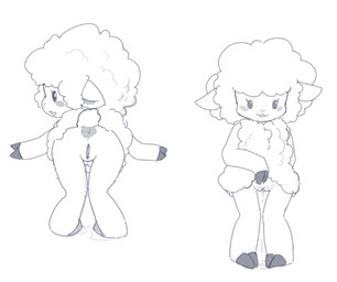 anthro anus big_anus biped blush blush_stickers bodily_fluids butt clothed clothing clothing_lift dripping female front_view fur genital_fluids genitals inner_labia inviting leaking_pussy_juice leaking_vagina looking_at_viewer looking_back looking_back_at_viewer multiple_poses nude nude_anthro nude_female open_mouth open_smile pose presenting presenting_anus presenting_hindquarters presenting_vulva rear_view simple_background slim slim_anthro slim_female smile solo standing vaginal_fluid_drip vaginal_fluids vaginal_fluids_on_ground vulva white_background wool_(fur) pokopokarea bovid caprine mammal sheep 2026 digital_drawing_(artwork) digital_media_(artwork) monochrome