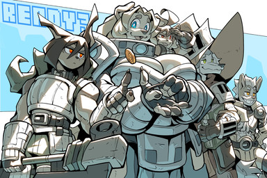 5_fingers abs ahoge anthro armor axe belt big_breasts blep blonde_hair blue_eyes book breasts brown_hair circle_eyebrows claws cleavage clothed clothing coin eyebrows female finger_claws fingerless_gloves fingerpads fingers gloves gold_(metal) gold_coin green_eyes grin group hair handwear holding_axe holding_book holding_melee_weapon holding_object holding_weapon light looking_at_another melee_weapon metal_armor muscular muscular_arms muscular_female open_mouth open_smile orange_eyes pawpads smile text tongue tongue_out weapon yellow_eyes ceehaz dog_knight_rpg jeane_(ceehaz) maci_(ceehaz) nix_(ceehaz) orinette_(ceehaz) rory_(ceehaz) bird_dog borzoi canid canine canis dobermann domestic_dog golden_retriever herding_dog hunting_dog mammal pastoral_dog pinscher pomeranian retriever sighthound spitz welsh_corgi 2026 3:2 absurd_res english_text hi_res lighting