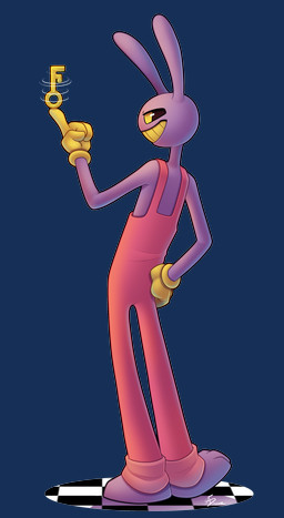 3_toes 4_fingers anthro clothed clothing feet fingers gloves hands_on_hips handwear key looking_at_viewer male overalls purple_body simple_background smile solo standing toes transparent_background absolutedream glitch_productions the_amazing_digital_circus jax_(tadc) lagomorph leporid mammal rabbit absurd_res alpha_channel hi_res signature