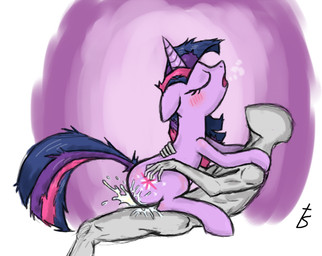 blush bodily_fluids cowgirl_position cum cum_inside duo eyes_closed female female_on_top female_penetrated feral from_front_position fur genital_fluids hair horn interspecies male male/female male_on_bottom male_on_feral male_penetrating male_penetrating_female multicolored_hair nude on_bottom on_top open_mouth penetration purple_body purple_fur purple_hair quadruped sex sitting straddling tail two_tone_hair stradivarius friendship_is_magic hasbro my_little_pony mythology twilight_sparkle_(mlp) equid equine mammal mythological_creature mythological_equine unicorn