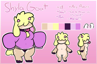 anthro bell bell_collar clothing collar female male panties solo sweater topwear underwear viabird shyla_goat bovid caprine goat mammal 3:2 model_sheet