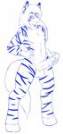 5_fingers abs anthro athletic athletic_anthro athletic_male balls biped erection eyebrows fingers front_view fur genitals hair hand_on_hip holding_penis hooves humanoid_hands long_hair long_tail looking_at_viewer male medial_ring nude penis smile snout solo striped_body striped_fur stripes tail skidd vincenzo_moretti equid equine mammal zebra 2013 blue_and_white digital_media_(artwork) full-length_portrait hi_res monochrome portrait