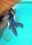 alcohol anthro bar beverage blush bulge clothed clothing cocktail crossdressing femboy food furniture male nigirizushi one-piece_swimsuit pool_bar poolside school_swimsuit sitting skimpy solo spread_legs spreading stool sushi swimming_pool swimwear tail riin_loves_nass kinjagh_(character) sergal hi_res